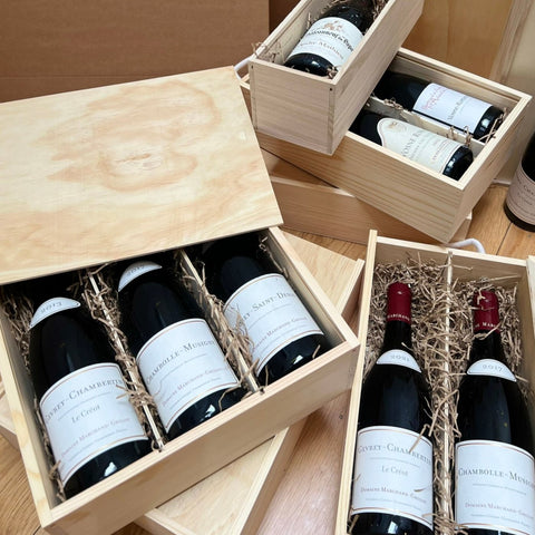 Wooden wine gift boxes from wine at home