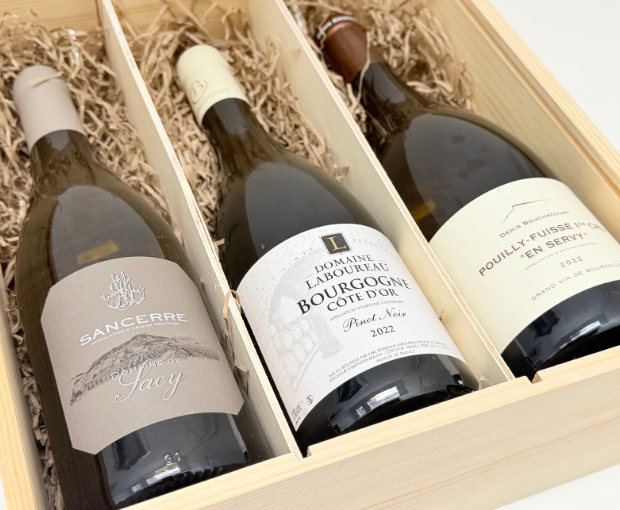 Three Fine Wines in Wooden Gift Box Option C
