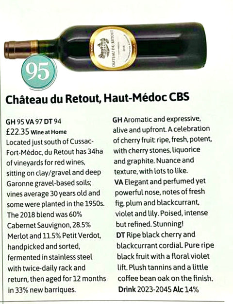 Haut Médoc AOC Cru Bourgeois 2016, Chateau du Retout